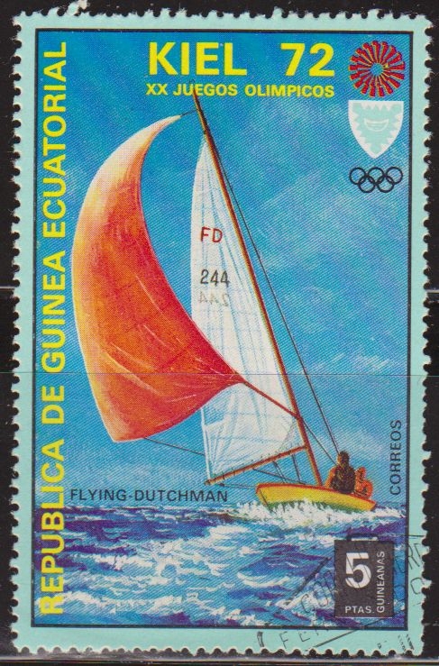 Guinea Ecuatorial 1972 Michel 088 Sello * Juegos Olimpicos Munich'72 Regatas Flying Dutchman 5p Guinée Equatoriale Preobliteré Matasello de favor Preobliterado 